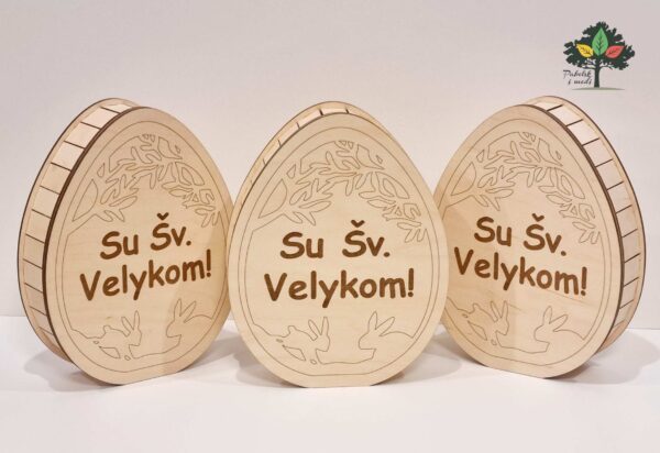 Medinė velykinė dėžutė su pieštukais