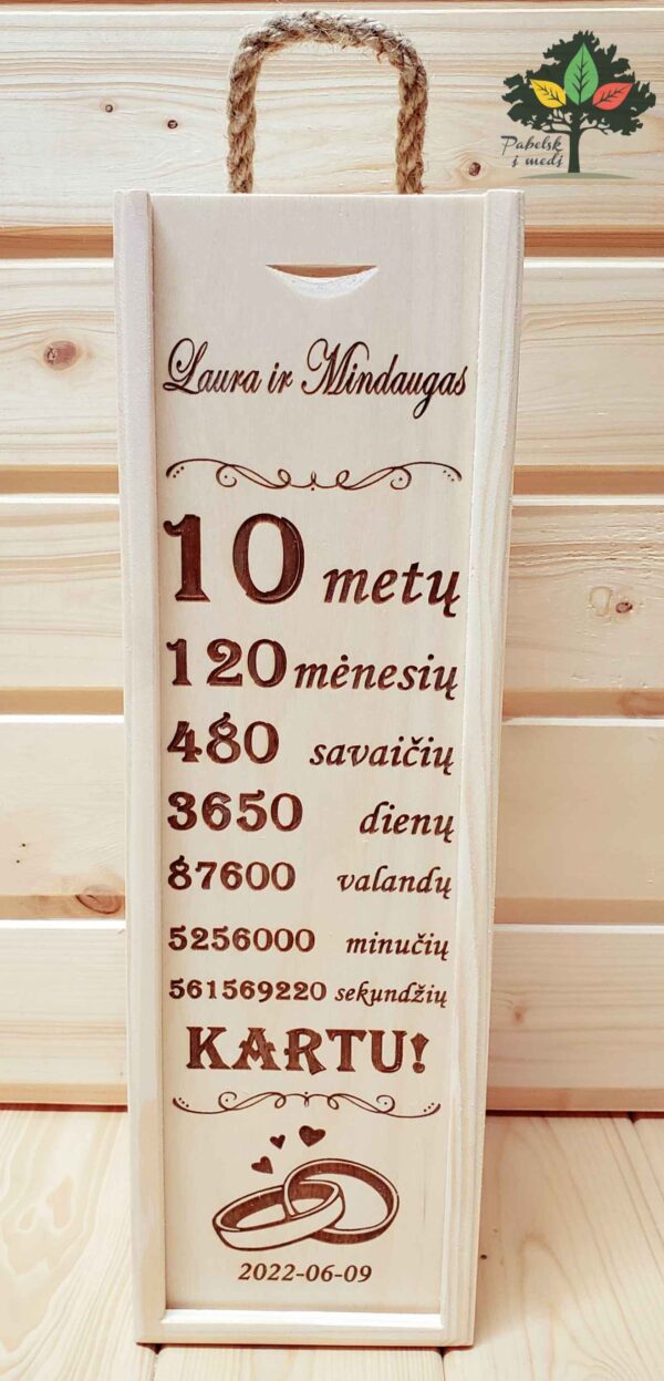 10-ų metinių proga vyno dėžutė