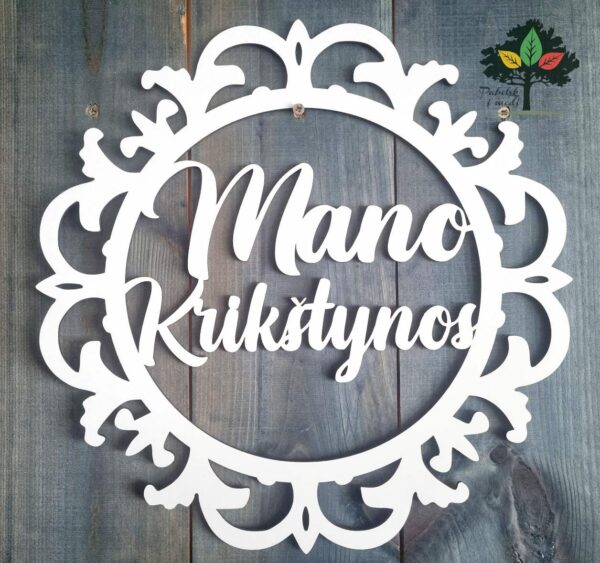 Medinė sienos dekoracija krikštynoms